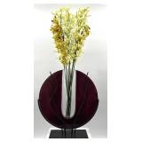 Artisan Blown Glass Vase with Elegant Stand