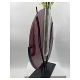 Artisan Blown Glass Vase with Elegant Stand