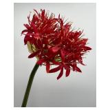 Artisan Handcrafted Glass Vase with Metal Stand and Faux Flowers