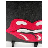 Vintage Rolling Stones Felt Artwork featuring Iconic Logo