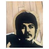 Vintage Velvet Beatles Poster with Gold Trim - Damaged Edges