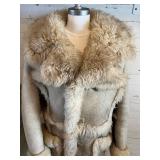 Shearling Sheepskin Coat with Fur Trim
