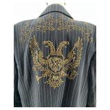 Marc Ecko Pinstripe Blazer with Decorative Embellishments