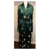Vintage Oriental Green Satin Robe with Gold Accents