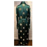 Vintage Oriental Green Satin Robe with Gold Accents