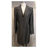 Ellen Tracy Gray Long Blazer with Button Closure - Size 2