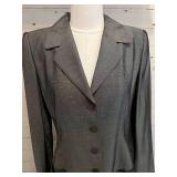 Ellen Tracy Gray Long Blazer with Button Closure - Size 2