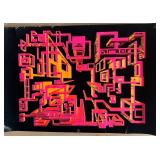 Retro Black Light Poster with Neon Abstract Design