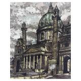 Signed Hand-Coloured Original Etching of Architectural Landmark