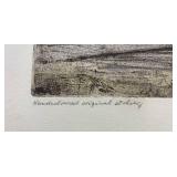 Signed Hand-Coloured Original Etching of Architectural Landmark