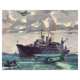 Collection of Vintage WWII Naval Art Prints