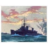 Collection of Vintage WWII Naval Art Prints