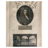 Antique Engraving Featuring Portrait and Architecture Scene