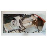 Numbered Limited Edition Lithograph of Couples in a Boat