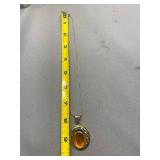 Vintage Amber Sterling Silver 925 Necklace