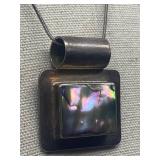 Vintage Sterling Silver 925 Pendant Necklace with Abalone Shell