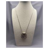 Vintage Sterling Silver 925 Pendant Necklace with Abalone Shell