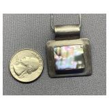 Vintage Sterling Silver 925 Pendant Necklace with Abalone Shell