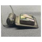 Vintage Sterling Silver 925 Pendant Necklace with Abalone Shell