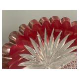 Large Val St. Lambert Crystal Vase Ruby Cut