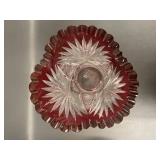 Large Val St. Lambert Crystal Vase Ruby Cut