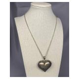 Vintage Sterling Silver 925 Heart Pendant Necklace