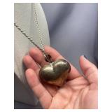 Vintage Sterling Silver 925 Heart Pendant Necklace