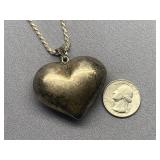 Vintage Sterling Silver 925 Heart Pendant Necklace