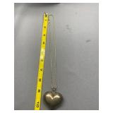Vintage Sterling Silver 925 Heart Pendant Necklace