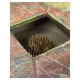 Raku Pottery Artisanal Leaf Pattern Kenzan Flower Holder