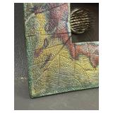 Raku Pottery Artisanal Leaf Pattern Kenzan Flower Holder