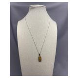 Vintage Flower Resin Sterling Silver 925 Pendant Necklace