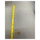 Vintage Flower Resin Sterling Silver 925 Pendant Necklace