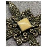 Vintage Sterling Silver 925 Marcasite Cross Pendant