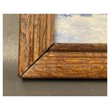 Framed Delft Blue Ceramic Tile Scene in Wood Frame