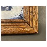 Framed Delft Blue Ceramic Tile Scene in Wood Frame