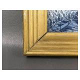 Vintage Delft-Style Windmill Tile Art in Wood Frame