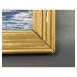 Vintage Delft-Style Windmill Tile Art in Wood Frame