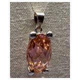 Sterling Silver 925 Pink Gemstone Necklace Thailand