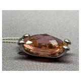 Sterling Silver 925 Pink Gemstone Necklace Thailand