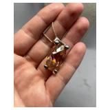 Sterling Silver 925 Pink Gemstone Necklace Thailand