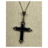 Vintage Sterling Silver 925 Marcasite Cross Necklace