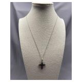 Vintage Sterling Silver 925 Marcasite Cross Necklace