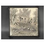 Mettlach Germany Ceramic Tile with Metal Frame