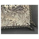 Mettlach Germany Ceramic Tile with Metal Frame