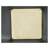 Mettlach Germany Ceramic Tile with Metal Frame