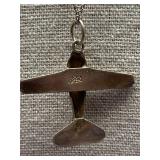 Sterling Silver 925 Airplane Pendant Necklace