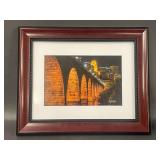 Minneapolis Skyline Framed Bridge Photograph by Artist