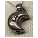 Sterling Silver 925 Crescent Moon Pendant Necklace