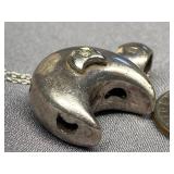 Sterling Silver 925 Crescent Moon Pendant Necklace